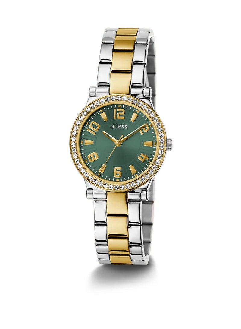 GUESS ساعة نسائية أنالوج بسوار من الفولاذ المقاوم للصدأ بلونين GW0686L2 - 32 مم - Image 5