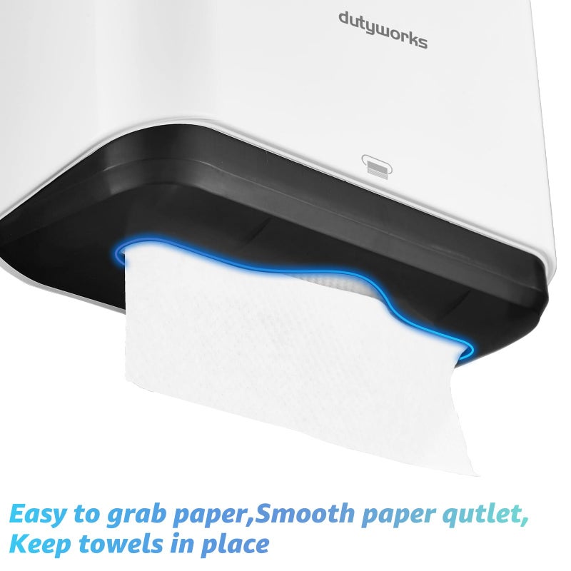 DUTYWORKS Paper Towel Dispenser Wall Mount, Multifold Paper Towel Holder Adhesive Hand Towel Dispenser for Bathroom Kitchen Commercial, White - Image 5