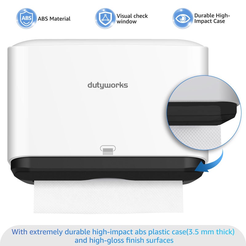 DUTYWORKS Paper Towel Dispenser Wall Mount, Multifold Paper Towel Holder Adhesive Hand Towel Dispenser for Bathroom Kitchen Commercial, White - Image 3