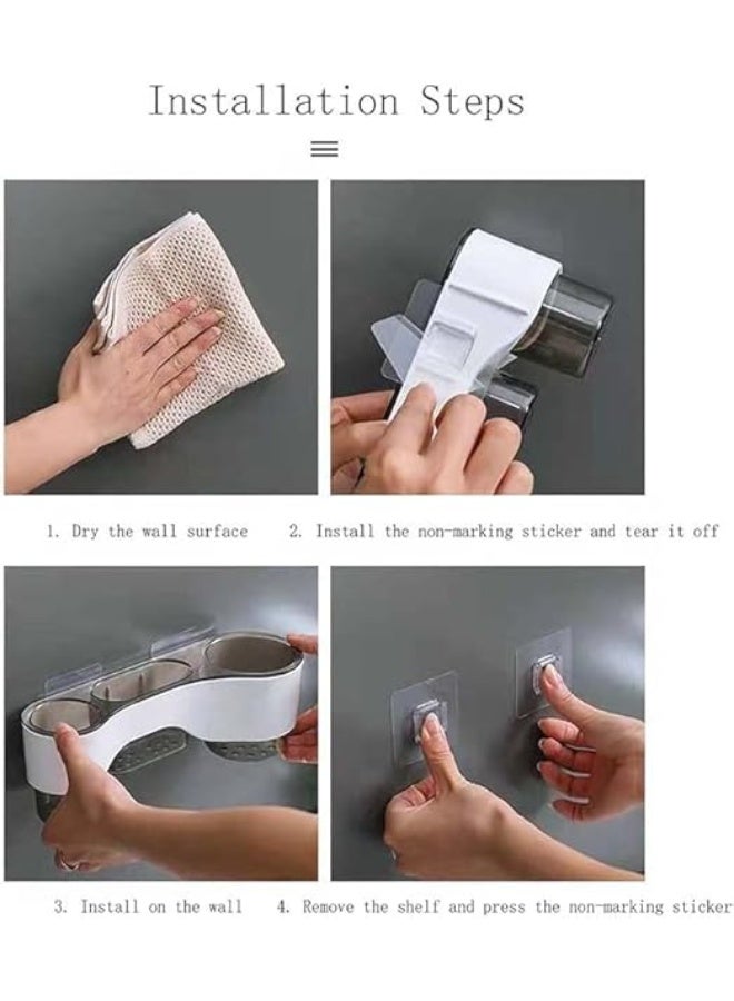 Multi-Function Wall Kitchen Tool Holder – 3-Compartment Organizer for Kitchen & Bathroom, Wall-Mounted Storage Rack for Ladles, Spices, Soap, and Accessories, Space-Saving Shelf (Green) - Image 4