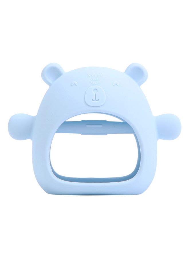 Baby Gum Baby Gloves Bite Bite Food Grade Silicone Grinding Stick Anti-eating Hand Gum Soothing Toy Gum-Color:Cold Blue Bear Gloves Teeth  - Image 1