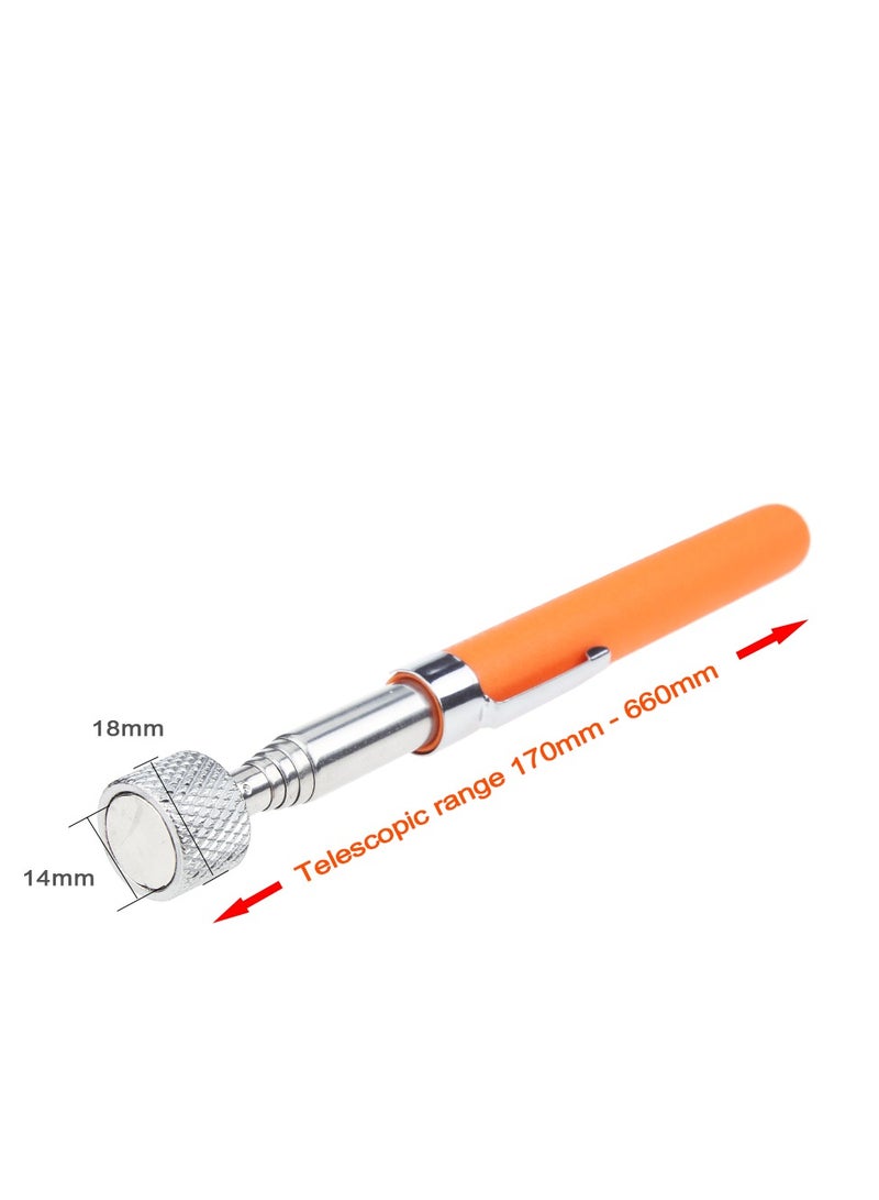 AROAQ Telescoping Magnetic Pickup Tools, Extendable Grabber Mechanic Tools, Mini Portable Telescopic Magnetic Magnet Pen For Picking Up Nut Bolt Extendable Pickup Rod Stick, ( 10LB Orange ) - Image 1