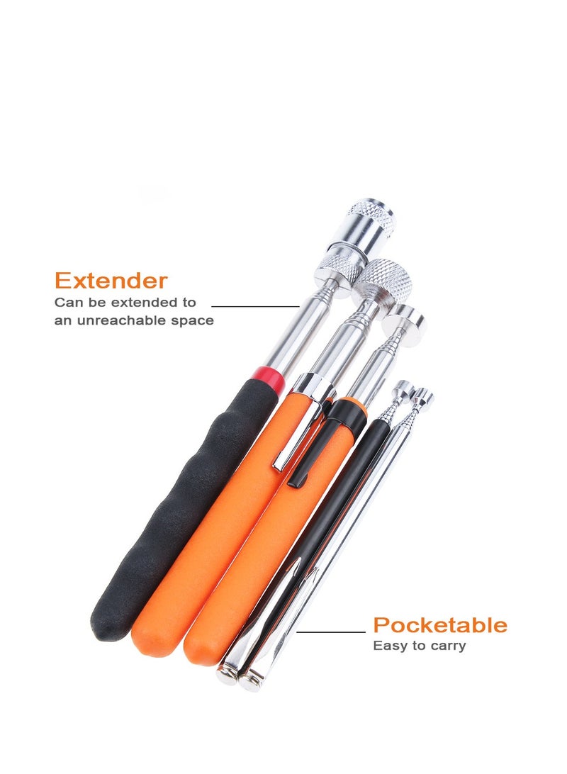 AROAQ Telescoping Magnetic Pickup Tools, Extendable Grabber Mechanic Tools, Mini Portable Telescopic Magnetic Magnet Pen For Picking Up Nut Bolt Extendable Pickup Rod Stick, ( 10LB Orange ) - Image 3