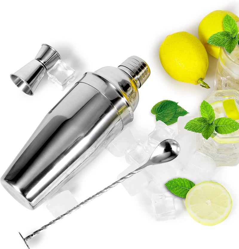 WPHUAW 24oz Cocktail Shaker Bar Set-Professional Margarita Mixer Drink Shaker and Measuring Jigger & Mixing Spoon Set Professional Stainless Steel Bar Tools Built-in Bartender Strainer for Martini Kit - Image 4