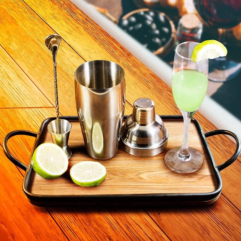 WPHUAW 24oz Cocktail Shaker Bar Set-Professional Margarita Mixer Drink Shaker and Measuring Jigger & Mixing Spoon Set Professional Stainless Steel Bar Tools Built-in Bartender Strainer for Martini Kit - Image 5