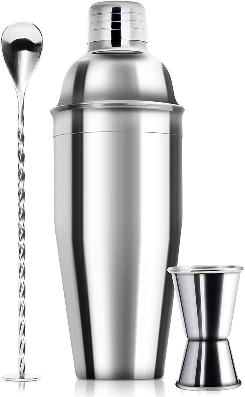 WPHUAW 24oz Cocktail Shaker Bar Set-Professional Margarita Mixer Drink Shaker and Measuring Jigger & Mixing Spoon Set Professional Stainless Steel Bar Tools Built-in Bartender Strainer for Martini Kit - Image 1