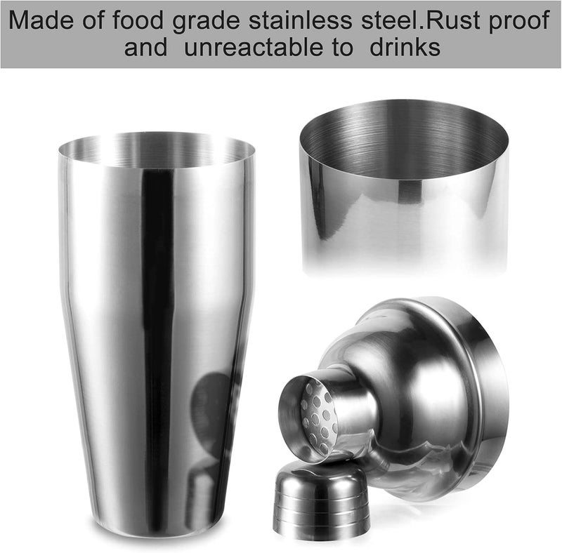 WPHUAW 24oz Cocktail Shaker Bar Set-Professional Margarita Mixer Drink Shaker and Measuring Jigger & Mixing Spoon Set Professional Stainless Steel Bar Tools Built-in Bartender Strainer for Martini Kit - Image 2