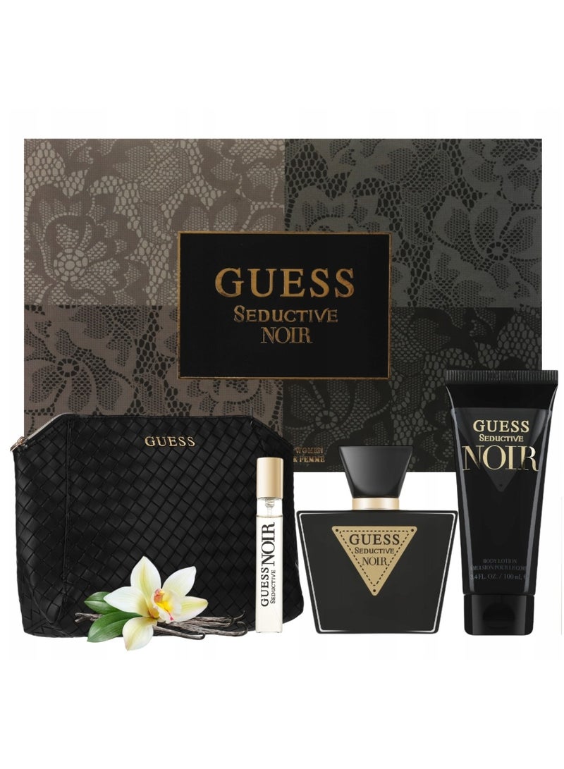 Guess Seductive Noir Gift Set for Women EDT 75ml + 100ml Body Lotion +15ml Mini + Pouch - Image 1