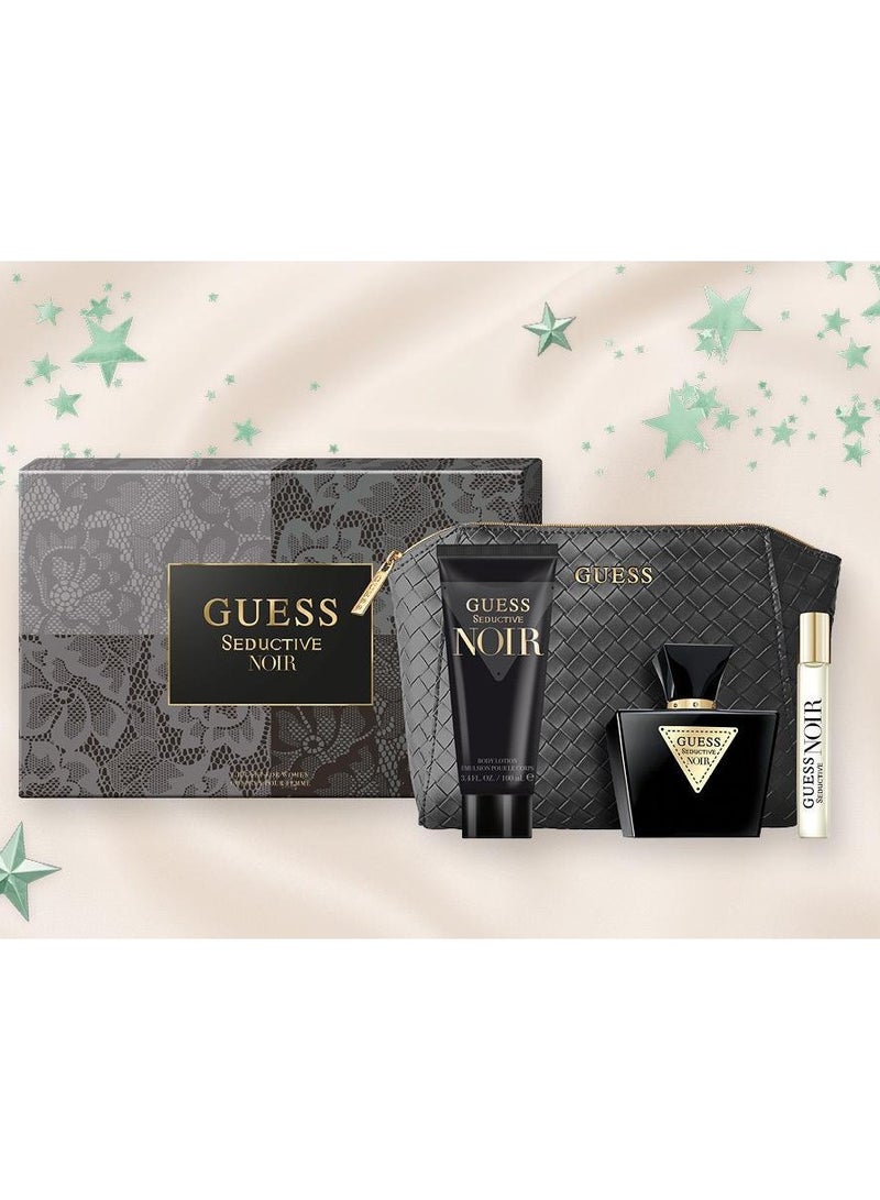 Guess Seductive Noir Gift Set for Women EDT 75ml + 100ml Body Lotion +15ml Mini + Pouch - Image 2