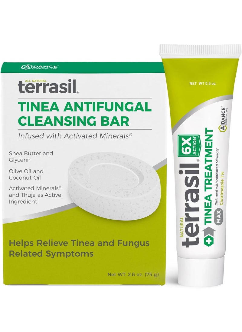 Terrasil terrasil Tinea Versicolor Treatment Cream + Tinea Soap 2-Product Kit Made in The USA, Clinically Proven 1% Clotrimazole. Antifungal Treats Most Ringworm & Fungal Infections. (.5oz Tube + 75g soap) 
