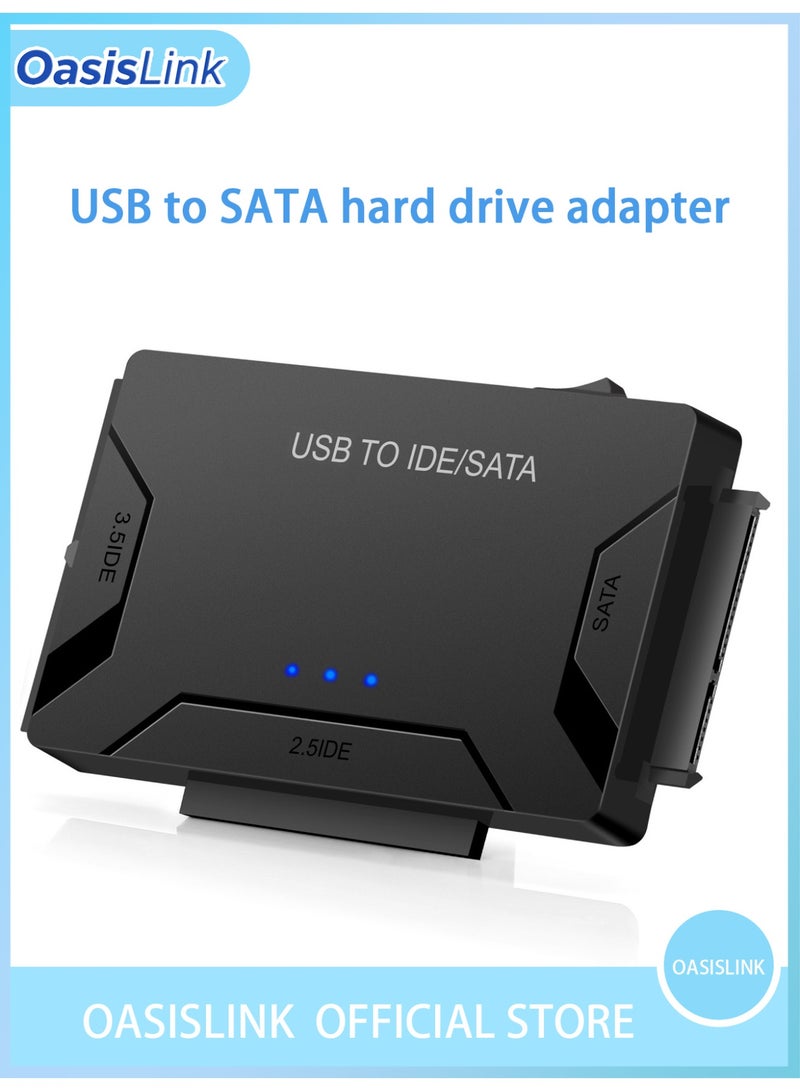 أواسيس لينك كابل محول القرص الصلب من USB 3.0 إلى SATA، محول IDE إلى USB، محول القرص الصلب العالمي 2.5/3.5 HDD/SSD 40 سنًا، مجموعة محول القرص الصلب مع محول طاقة 12 فولت/2 أمبير - Image 1