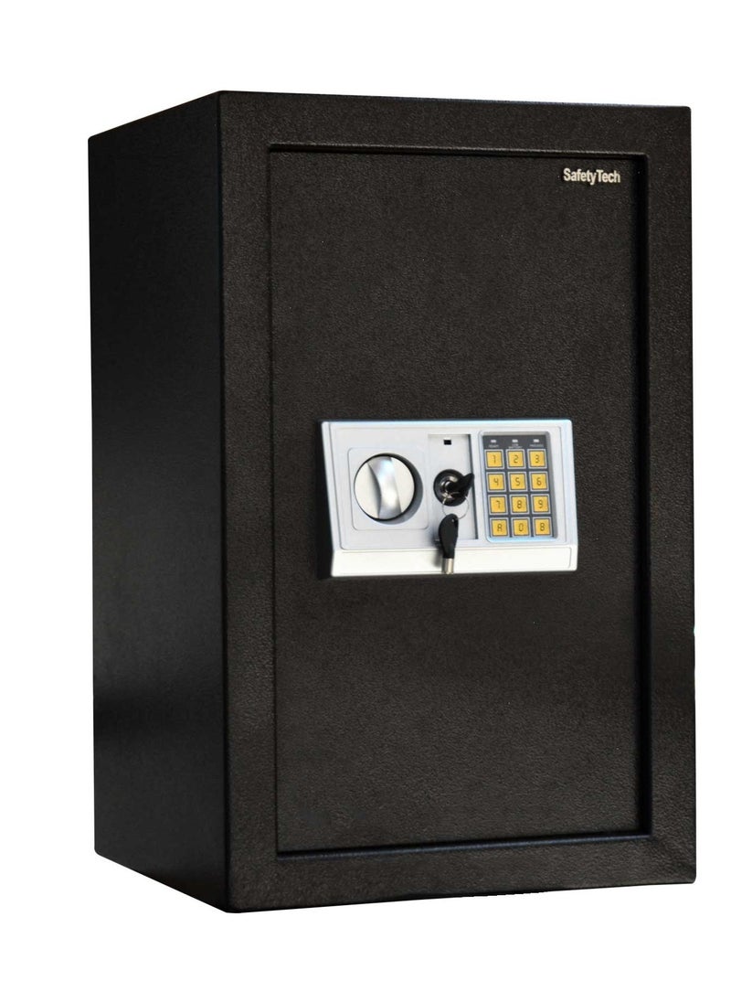 Safety Tech - Safety Tech electronic safe with 3 storage spaces, 5 keys, triple locking system, in addition to 2 passwords + 2 master keys for emergencies. Dimensions: (60 cm height) _ (38 cm) width _ (38 cm depth) - Image 1