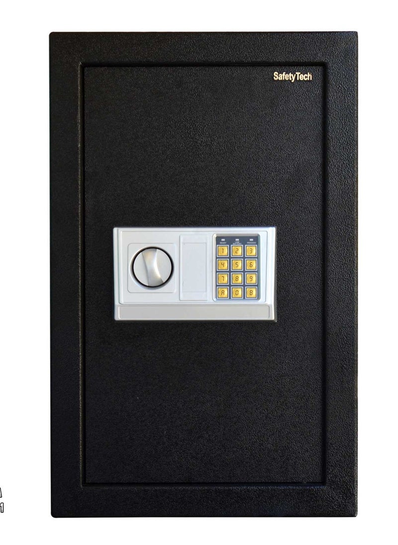 Safety Tech - Safety Tech electronic safe with 3 storage spaces, 5 keys, triple locking system, in addition to 2 passwords + 2 master keys for emergencies. Dimensions: (60 cm height) _ (38 cm) width _ (38 cm depth) - Image 1