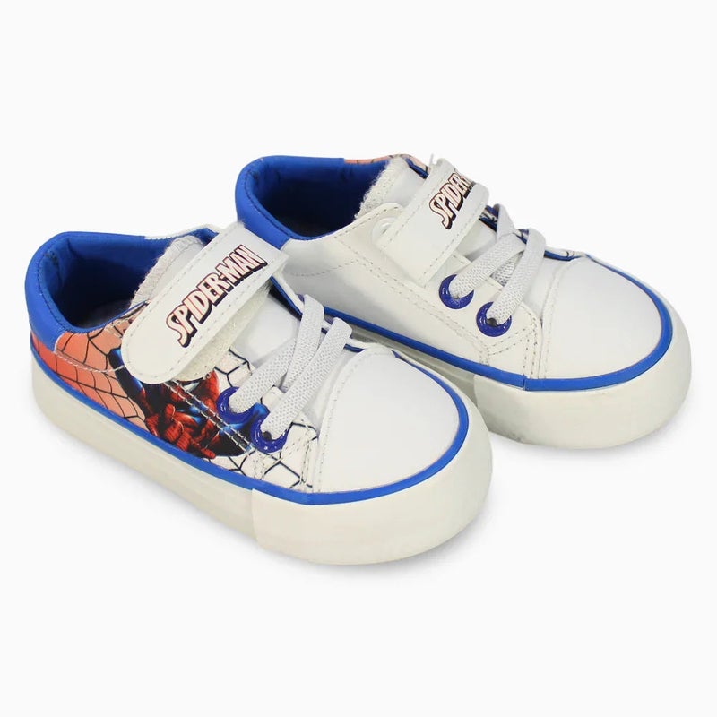 Baby Boys Leather Sneakers – Spiderman Print - Image 1