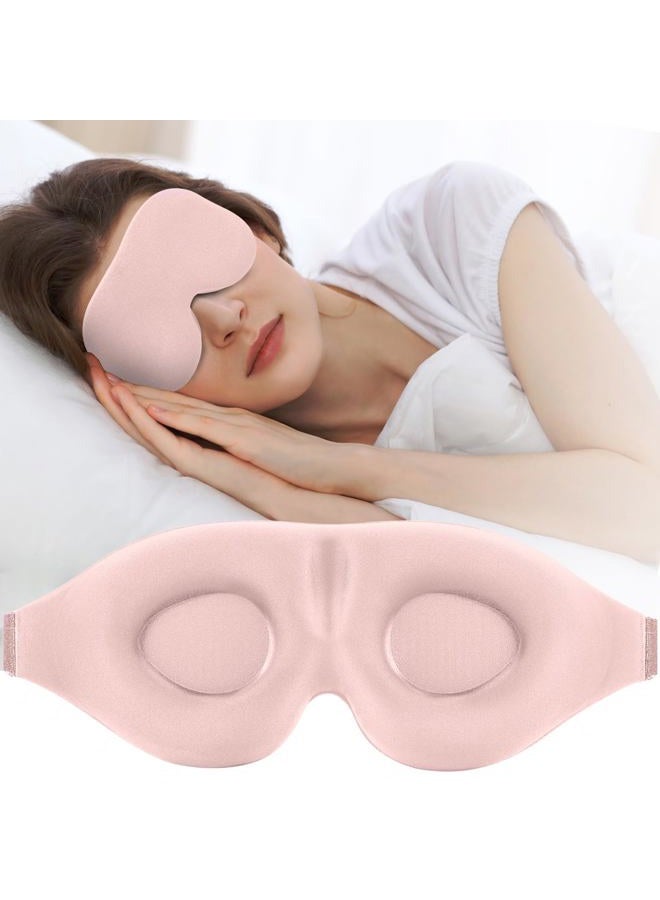 ZGGCD Sleep Mask for Side Sleeper, Light Blocking Sleeping Eye Mask for Women Men, 3D Contoured Night Blindfold, Luxury Eye Cover Eyeshade with Adjustable Strap for Travel, Nap, Nurse Essentials, Pink - Image 1