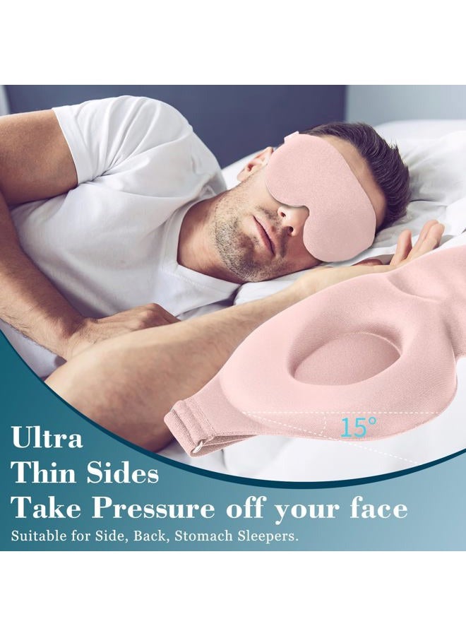ZGGCD Sleep Mask for Side Sleeper, Light Blocking Sleeping Eye Mask for Women Men, 3D Contoured Night Blindfold, Luxury Eye Cover Eyeshade with Adjustable Strap for Travel, Nap, Nurse Essentials, Pink - Image 3