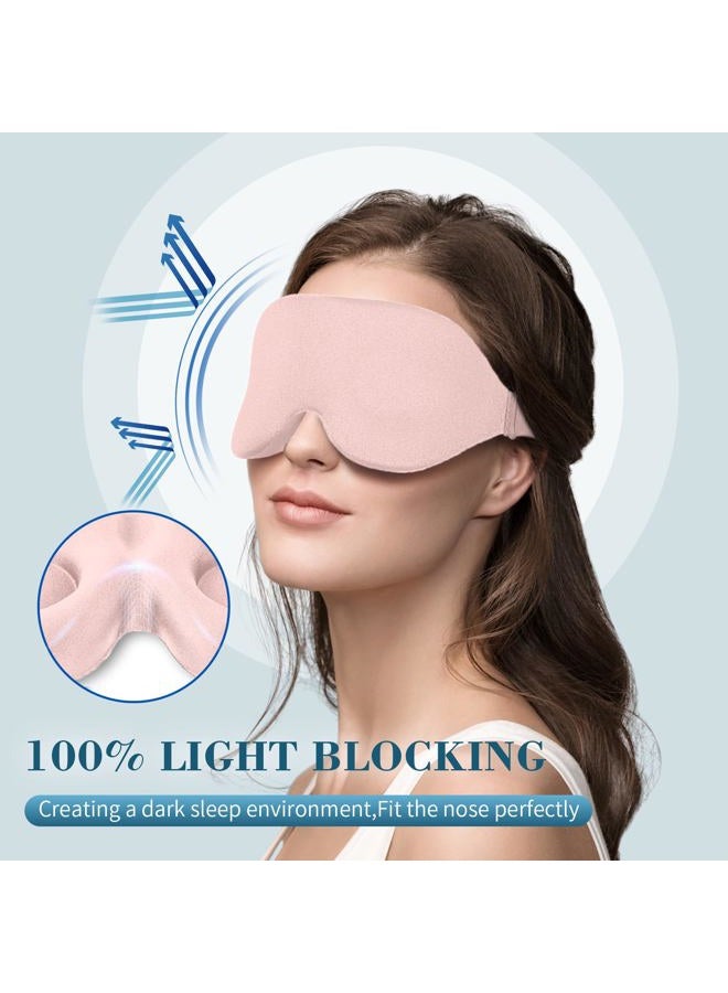 ZGGCD Sleep Mask for Side Sleeper, Light Blocking Sleeping Eye Mask for Women Men, 3D Contoured Night Blindfold, Luxury Eye Cover Eyeshade with Adjustable Strap for Travel, Nap, Nurse Essentials, Pink - Image 2