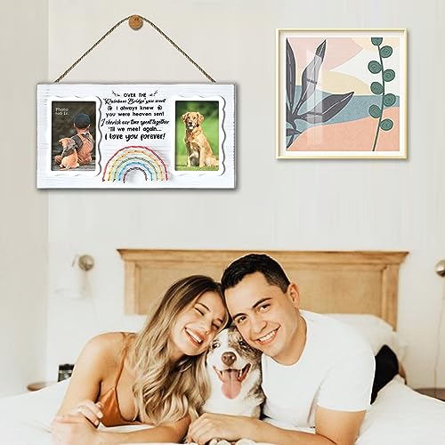 EXQUIDECA Dog Memorial Double Picture Frames 4x6 Inches - Pets Passing Away Sympathy Gift - Bereavement Remembrance Photo Frame with Rainbow Bridge and Quotes - Image 5