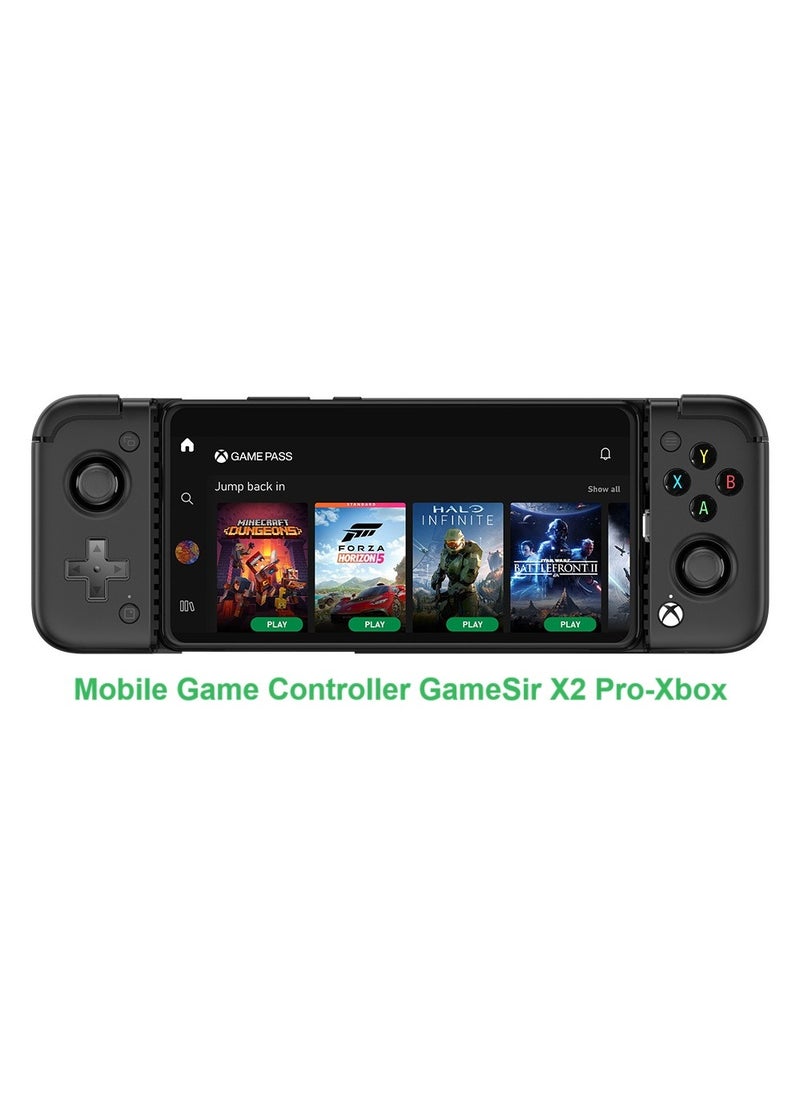 General - Classic Gamepad GameSir X2 Pro-Xbox Mobile Game Controller for Android Phone Type-C (100-179mm) Phone Controller for Play Xbox Game Pass, Xcloud, Apex, Stadia, Luna-Mappable Back Buttons-Passthrough Charging Black - Image 1