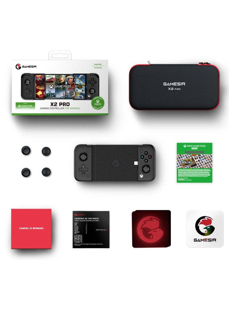 General - Classic Gamepad GameSir X2 Pro-Xbox Mobile Game Controller for Android Phone Type-C (100-179mm) Phone Controller for Play Xbox Game Pass, Xcloud, Apex, Stadia, Luna-Mappable Back Buttons-Passthrough Charging Black - Image 1