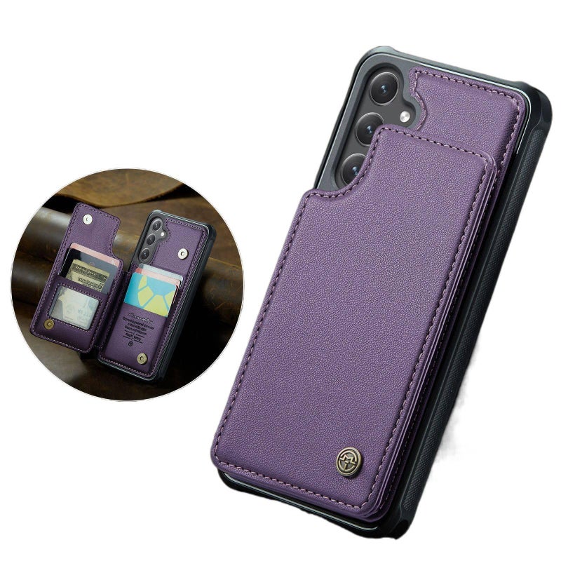 Protective Case | Purple Leather Texture | Card Holder | Anti-Fingerprint | Cover for Samsung Galaxy S23 - Image 1