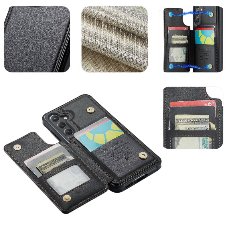 Protective Case | Purple Leather Texture | Card Holder | Anti-Fingerprint | Cover for Samsung Galaxy S23 - Image 2