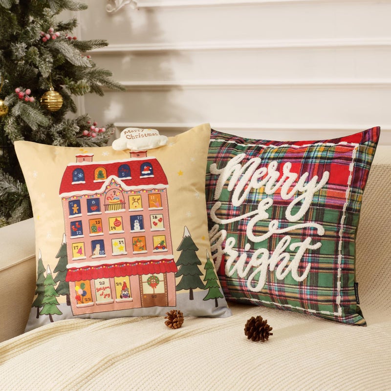 Phantoscope Merry Christmas Throw Pillow Covers Pack of 2 - Image 2