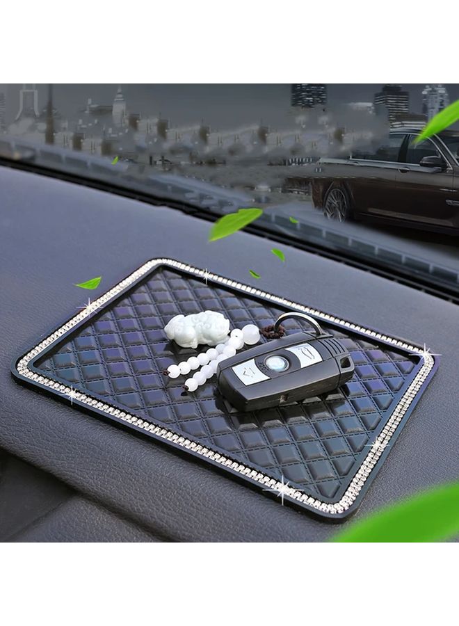 1pc Car Dashboard Console Organizer Mat Black Non Slip Driver Side Design Steering Wheel Key Holder Phone Glasses Storage Compatible with Most Vehicles 20x13 - Image 3