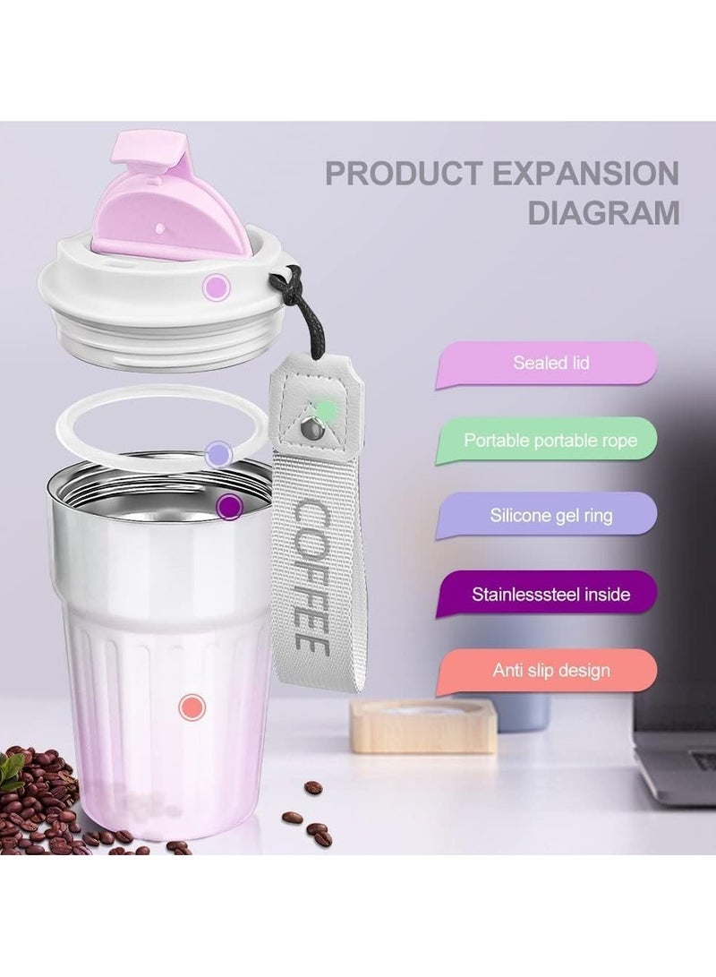 Insulated Coffee Mug with Leakproof Lid, Reusable Coffee Cups for Travel, Double Wall Stainless Steel Coffee Cup for Hot and Cold Drinks