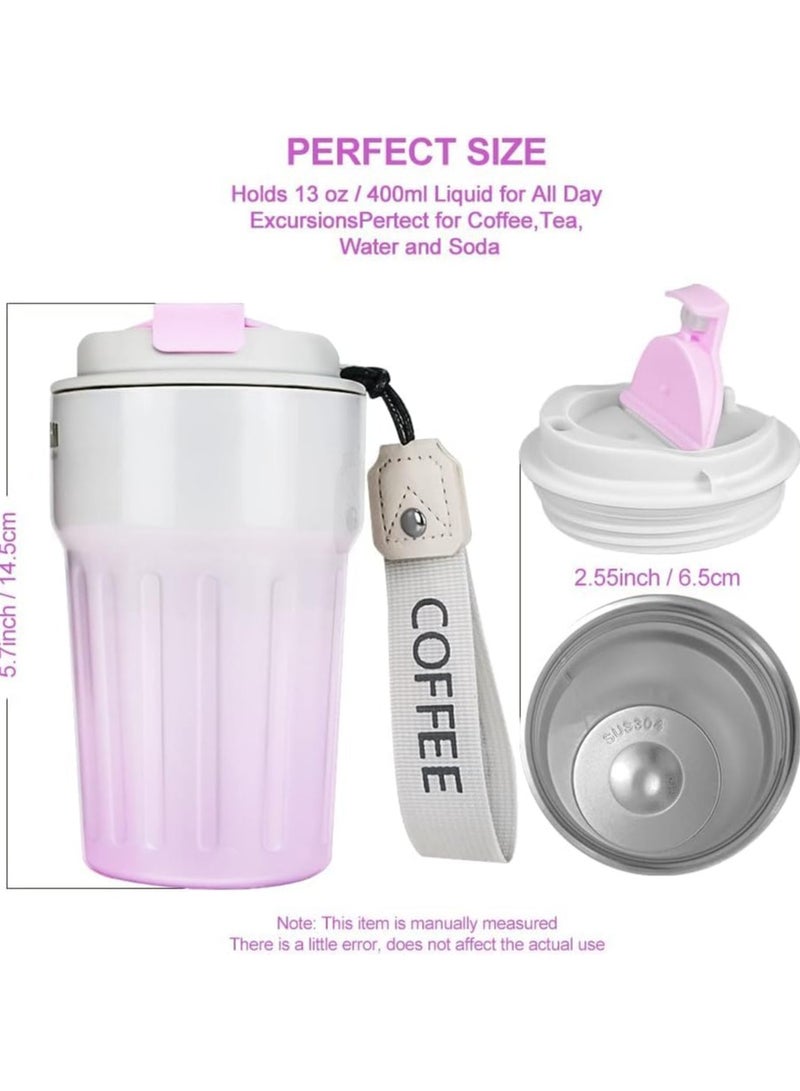 Insulated Coffee Mug with Leakproof Lid, Reusable Coffee Cups for Travel, Double Wall Stainless Steel Coffee Cup for Hot and Cold Drinks