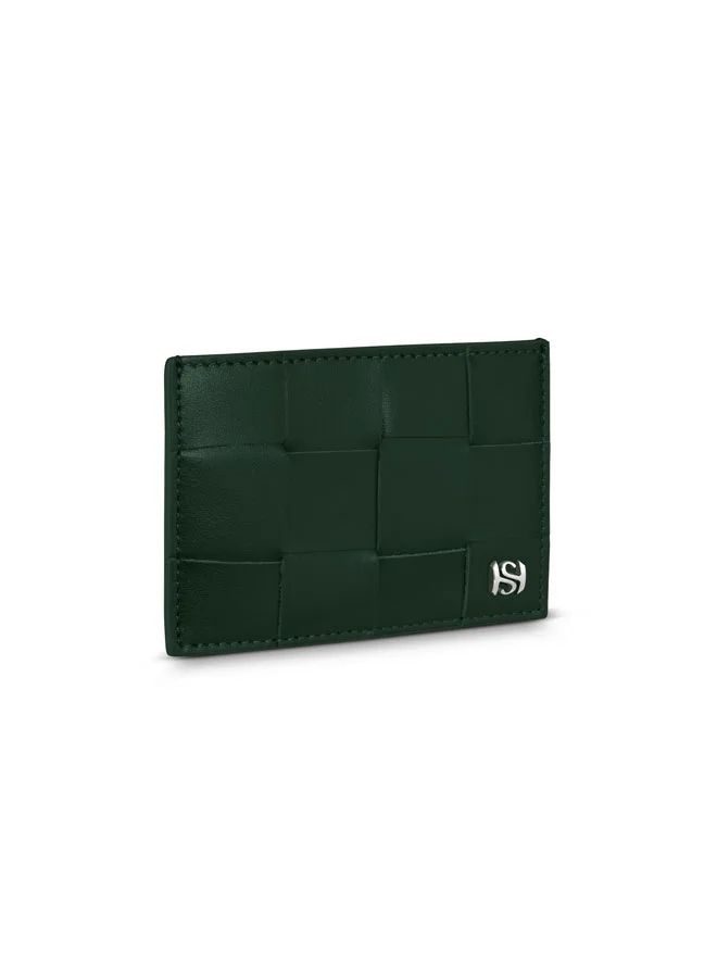 Saint Honore Paris  Weaved Bottle Green Leather Card Case for Men for Men | Best Price UAE