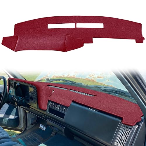 Yiz Dash Cover Mat for Chevy Chevrolet Silverado/GMC Sierra C1500 C2500 C3500 K1500 K2500 K3500 Pickup Truck 1988-1994, 1992-94 GMC Yukon/Chevy Blazer Suburban Dashboard Pad Carpet (88-94 Maroon) Y25 - Image 1