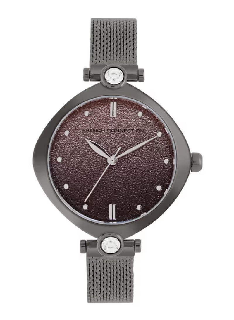 French Connection ساعة نسائية أنالوج بمينا مزخرفة وستانلس ستيل FCP45GNM - Image 1
