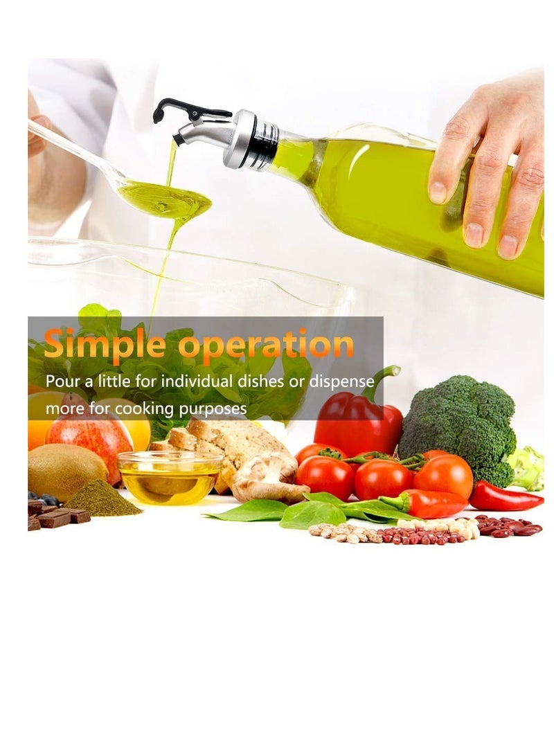 Excefore زجاجة موزع زيت وخل، زجاجات زيت الزيتون، خالية من BPA، غطاء مقاوم للتسرب من الفولاذ المقاوم للصدأ، صب الزيت الشفاف وحامل (500 مل، عبوة من 2) - Image 2