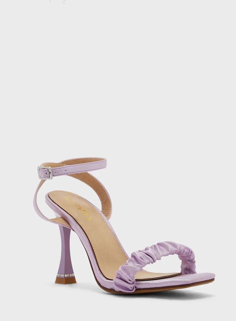 Namshi x Diamante Pattern Ankle Strap Pump