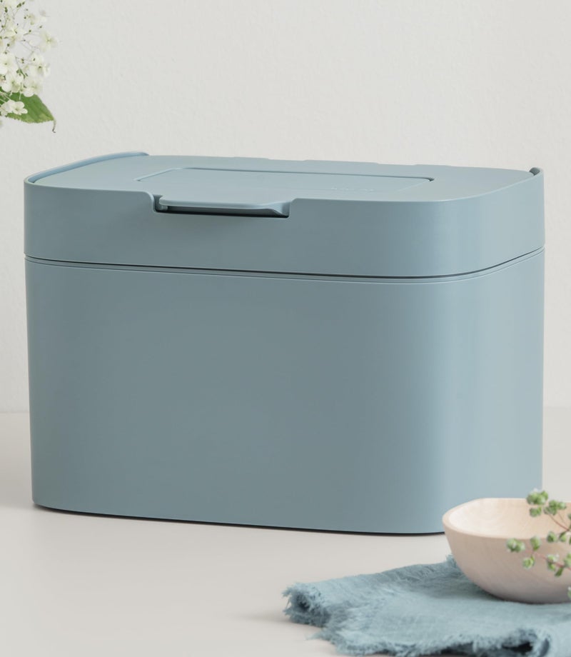 KAZAI. Compost Bin Kitchen 'Elin' | 1.2 GAL / 4.5L Countertop Compost Bin with Lid & Carbon Filter | Odor-Free, Dishwasher Safe, with Inner Bucket | Small Indoor Kitchen Composter | Stone-Blue - Image 1