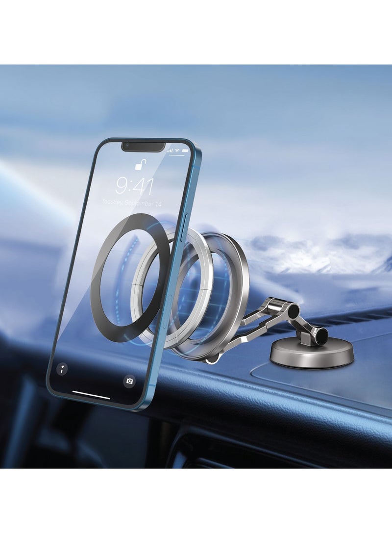 GREEN LION MagSnap Car Phone Holder / Dashboard/Screen Applicable Scenarios / Strong Magnet / 360°Swivel Adjustment / Secure & Stable / Zinc Alloy/N52 Magnets Material / Rotating / Foldable - Grey - Image 3