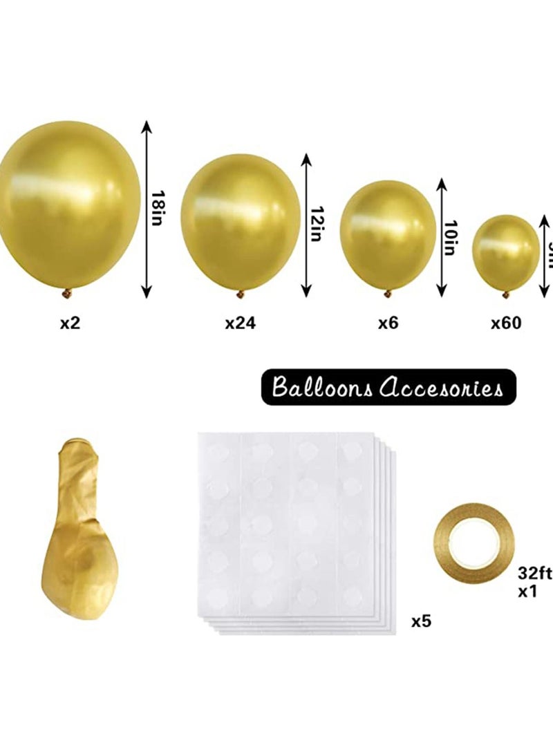 KASTWAVE 92 Pcs Metallic Gold Thick Latex Chrome Balloons, Balloon Set for Birthday Valentines Bridal Shower Wedding Anniversary Party Decoration Helium Balloon, 18 Inch 12 Inch 10 Inch 5 Inch - Image 2