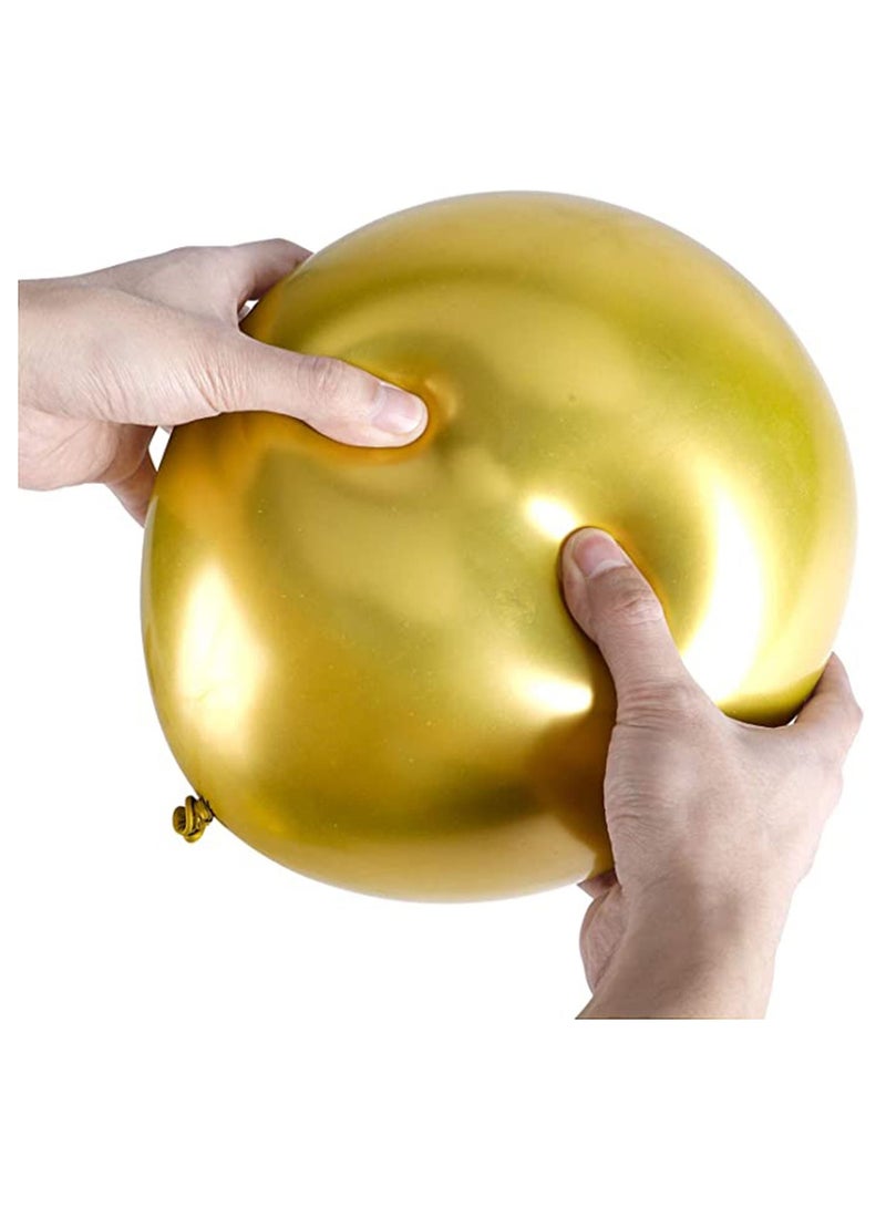 KASTWAVE 92 Pcs Metallic Gold Thick Latex Chrome Balloons, Balloon Set for Birthday Valentines Bridal Shower Wedding Anniversary Party Decoration Helium Balloon, 18 Inch 12 Inch 10 Inch 5 Inch - Image 3