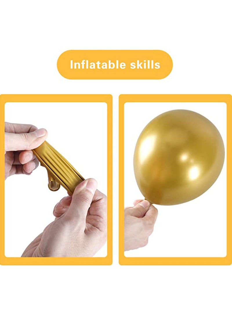 KASTWAVE 92 Pcs Metallic Gold Thick Latex Chrome Balloons, Balloon Set for Birthday Valentines Bridal Shower Wedding Anniversary Party Decoration Helium Balloon, 18 Inch 12 Inch 10 Inch 5 Inch - Image 4