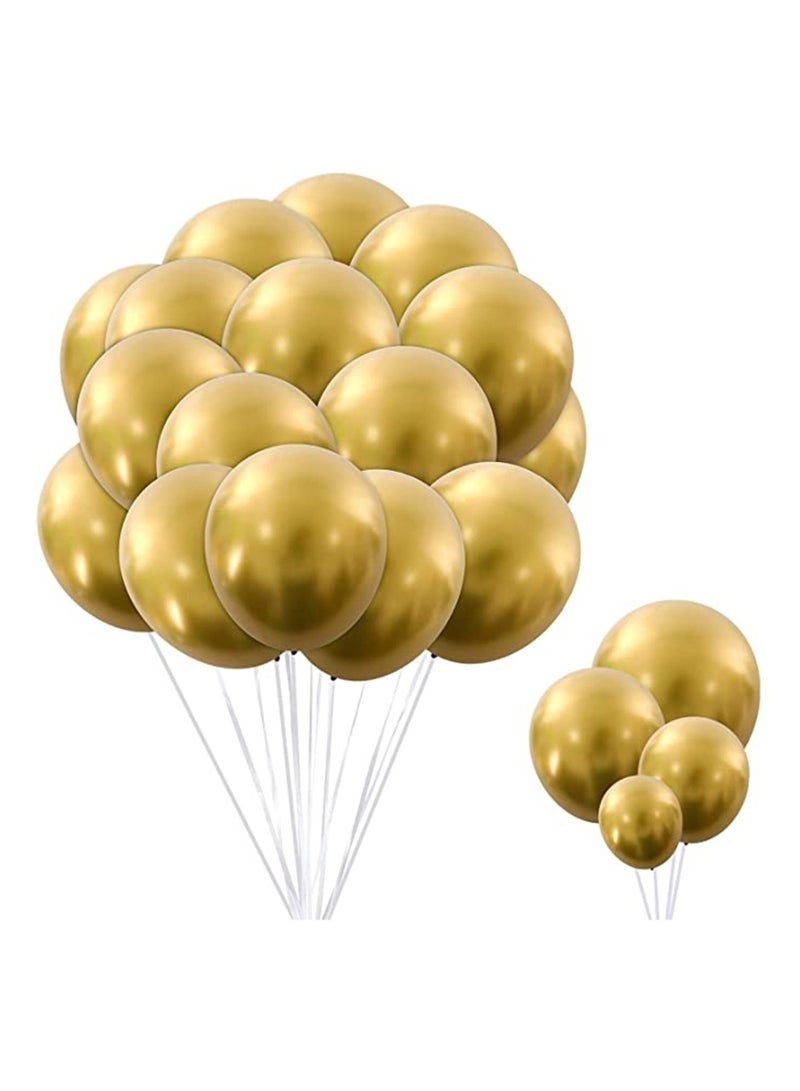 KASTWAVE 92 Pcs Metallic Gold Thick Latex Chrome Balloons, Balloon Set for Birthday Valentines Bridal Shower Wedding Anniversary Party Decoration Helium Balloon, 18 Inch 12 Inch 10 Inch 5 Inch - Image 1