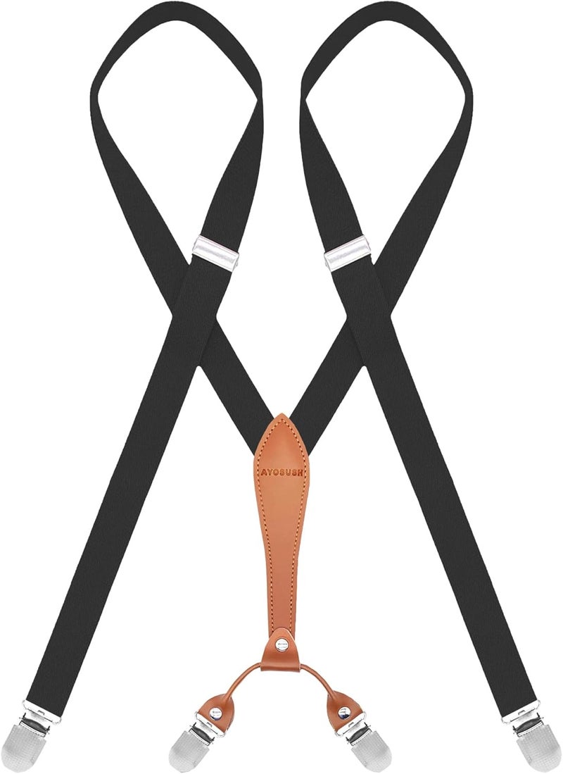 AYOSUSH Elastic Suspenders for Women Thin Y Back 4 Clip Skinny Ladies Suspenders - Image 1