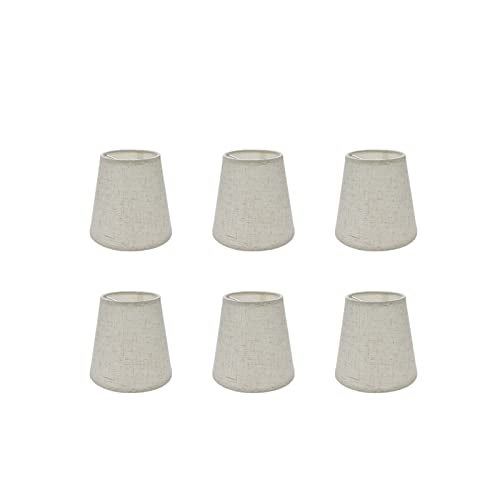 Tsnamay 6Pcs Handmade Chandelier ShadesLinen Clip On Lamp ShadesSmall Lamp Shade Set of 6 for Chandelier LampshadeLight Cross linen - Image 1