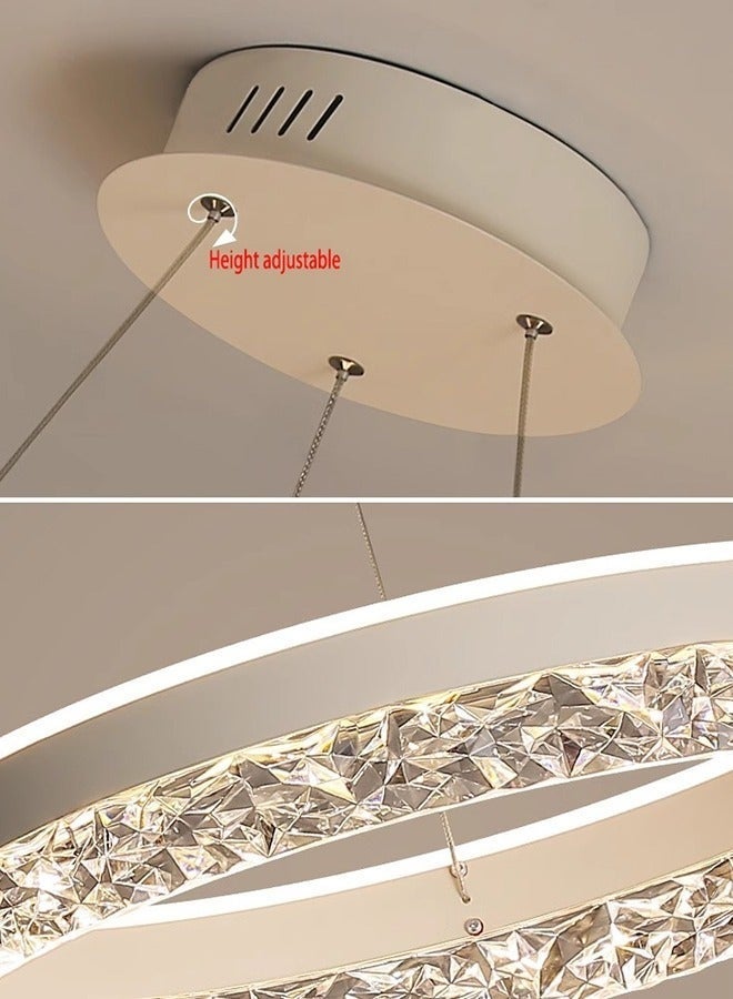 Modern Chandelier Simple Study Round Chandelier LED Light Source Three Color Dimmable Chandelier With Remote Control, Suitable For Living Room Office Cafe Library (white) - Image 3