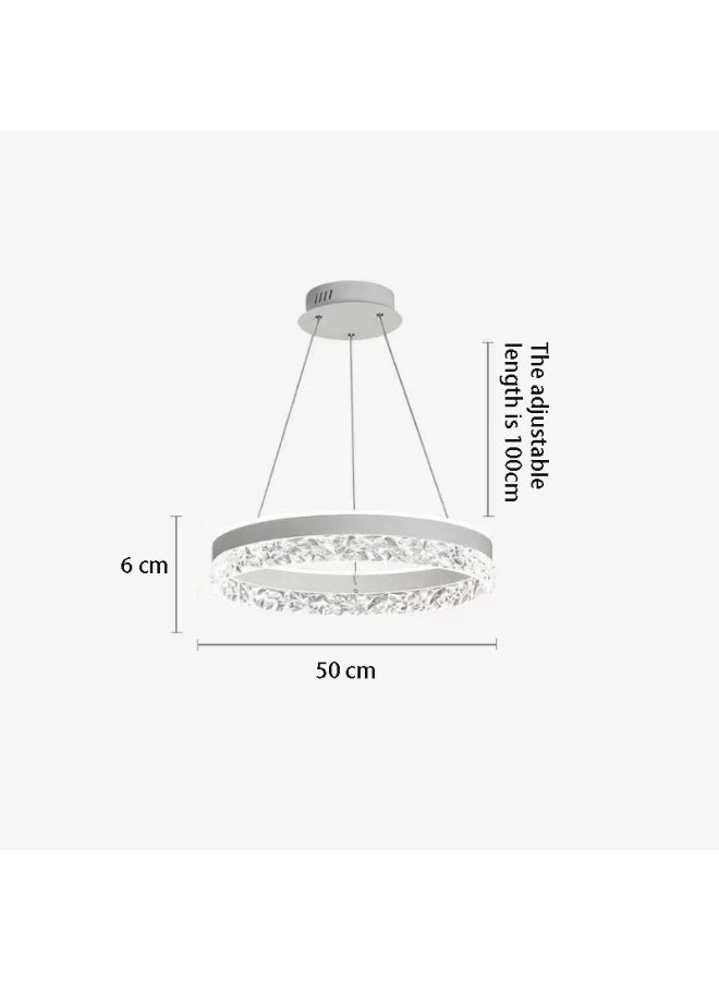 Modern Chandelier Simple Study Round Chandelier LED Light Source Three Color Dimmable Chandelier With Remote Control, Suitable For Living Room Office Cafe Library (white) - Image 5