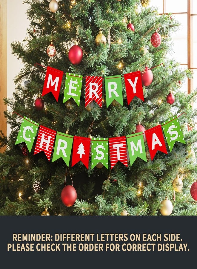 AHEONLAR Merry Christmas Banner, Red Green Xmas Decorations Paper Banner Sign With String for Fireplace/Wall/Window, Christmas Home Office Decor Banners, Christmas Party Banner for Holiday Decoration - Image 5