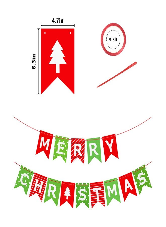 AHEONLAR Merry Christmas Banner, Red Green Xmas Decorations Paper Banner Sign With String for Fireplace/Wall/Window, Christmas Home Office Decor Banners, Christmas Party Banner for Holiday Decoration - Image 2