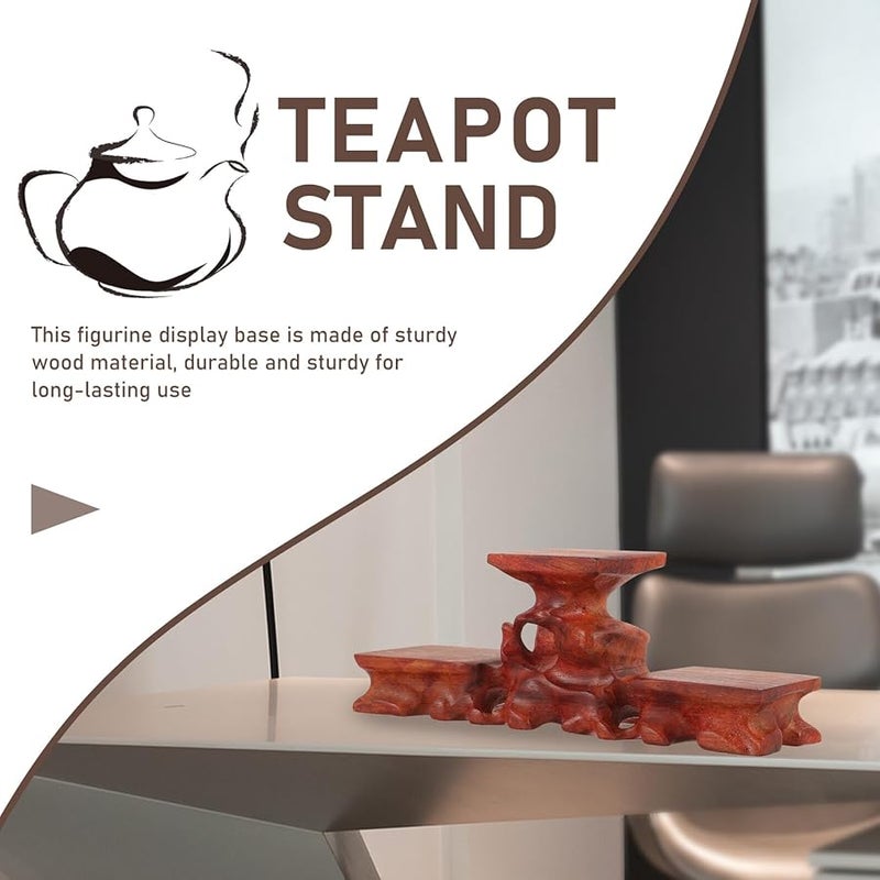 Antique Rosewood Display Stand Ergonomic High Low Design for Crafts Vase Teapot Decoration - Image 2
