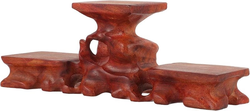 Antique Rosewood Display Stand Ergonomic High Low Design for Crafts Vase Teapot Decoration - Image 1