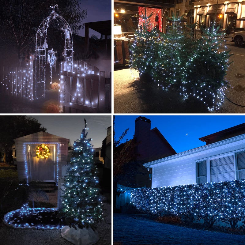 SANJICHA 2-Pack Each 72FT 200 LED Solar String Lights Outdoor, Waterproof Solar Christmas Fairy Lights Silver Wire 8 Lighting Modes Solar Twinkle Lights for Tree Garden Party Xmas Decor (Cool White) - Image 2